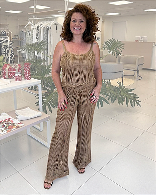 CALÇA TRICOT DOURADO