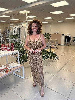 VESTIDO MIDI TRICOT DOURADO