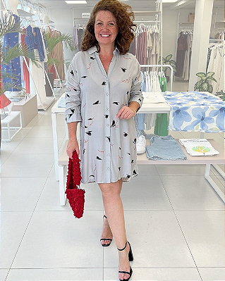 CHEMISE CURTA EM VISCOSE