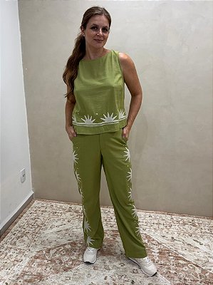 CALÇA EM LINHO BORDADO SPARKS