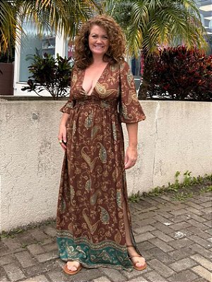 VESTIDO LONGO ESTAMPA CASHMERE