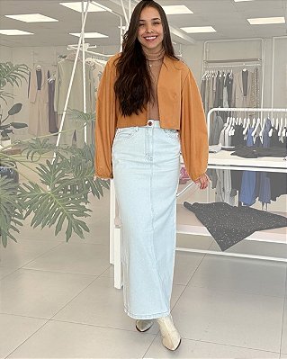 SAIA JEANS LONGA COM FENDA POSTERIOR