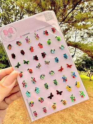 LANÇAMENTO !  48 PELICULAS PARA UNHAS-BIG CARTELA -BORBOLETA E FLORES M01