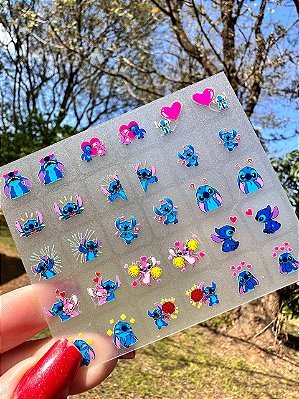 MINI CARTELÃO adesivos para unhas COM 30 UNIDADES Stitch