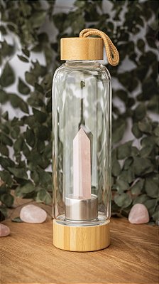 Garrafa com Ponta de Quartzo Rosa -  Amor e Harmonia