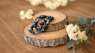 Obsidiana Floco de Neve - Pulseira