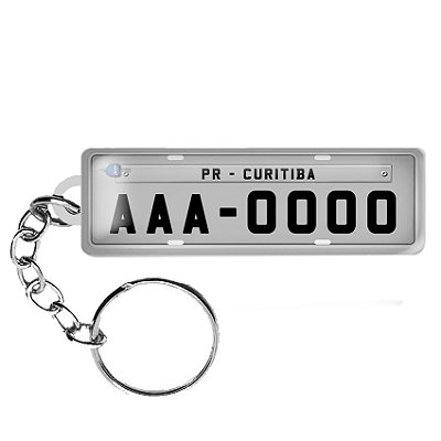 CHAVEIRO MINI PLACA CINZA CARRO PERSONALIZADO