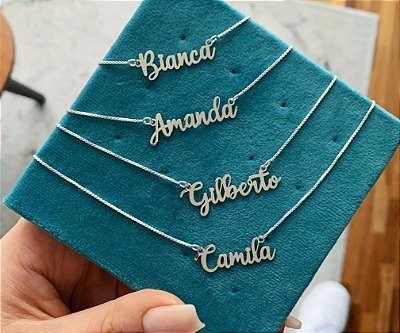 Colar Nome Personalizado Prata 925 Fonte Baby