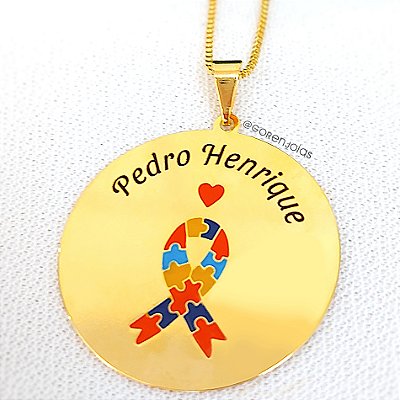 Colar Medalha Autismo com Nome Personalizado