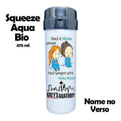 Squeeze Personalizada - Garrafinha de Agua Greys Anatomy (coloque nome)