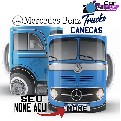 Caneca Personalizada Caminhão antigo mercedes Lp321 caminhoneiro