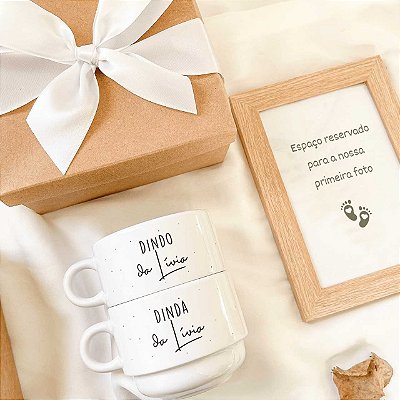 Presente para Padrinhos de Batismo com Xicaras + Porta Retrato