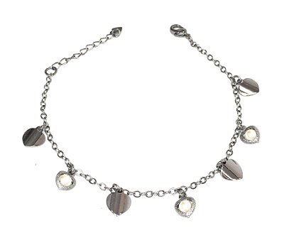 PULSEIRA RÓDIO NEGRO CORAÇÕES E PÉROLA