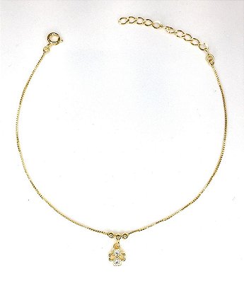 TORNOZELEIRA OURO FLOR STRASS