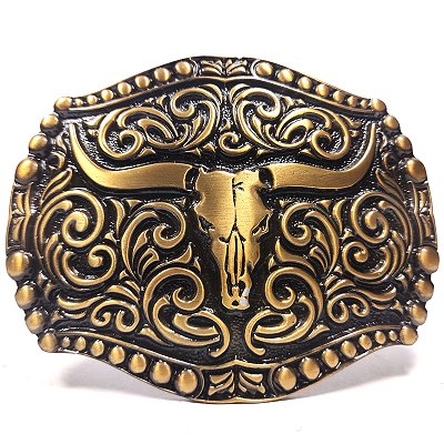 Fivela Country Longhorn 007 - Ouro Velho