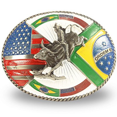Fivela Country Brasil USA 031 - Prata