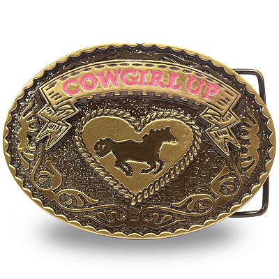 Fivela Country Cowgirl Up 046 8x5 - Ouro Velho