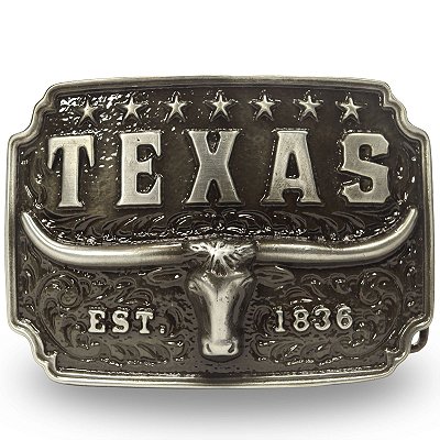 Fivela Country Texas Longhorn 054 8x6 - Envelhecida
