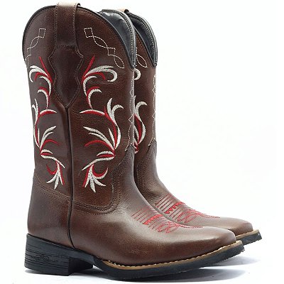 Bota Texana Bordado Vermelho Branco 1740018 - Dallas Terra