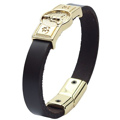 Pulseira de Couro Buda 007 - Preto