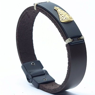 Pulseira de Couro Nossa Senhora 004 - Café
