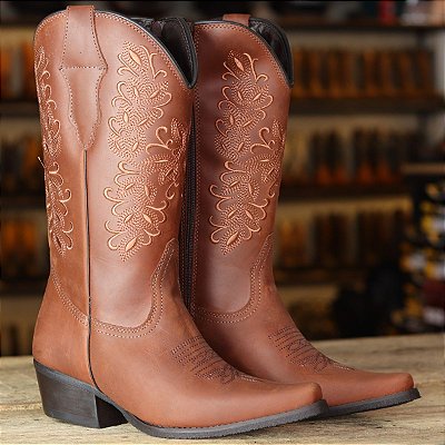 Bota Texana Feminina Floral 03585 – Crazy Horse Telha