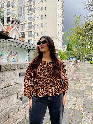 BLUSA OMBRO A OMBRO LEOPARDO