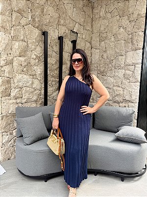 VESTIDO UM OMBRO EM TRICÔ MARÉ