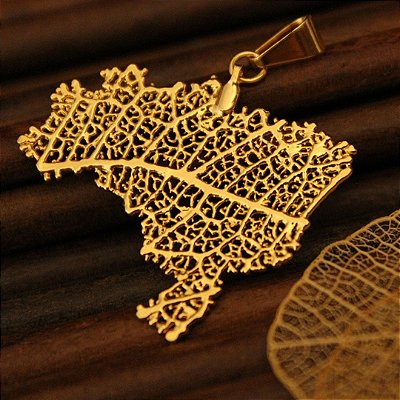 Pingente Folha do Cerrado Mapa do Brasil