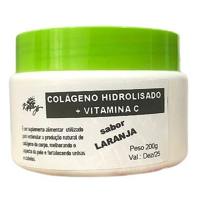 Colágeno hidrolisado com vitamina C sabor laranja - 200g - Suplemento alimentar - Saúde,Beleza, Juventude e Saúde de Dentro para Fora | Kippys Natural