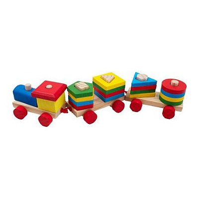 TRENZINHO DE MADEIRA COM FORMAS GEOMÉTRICAS