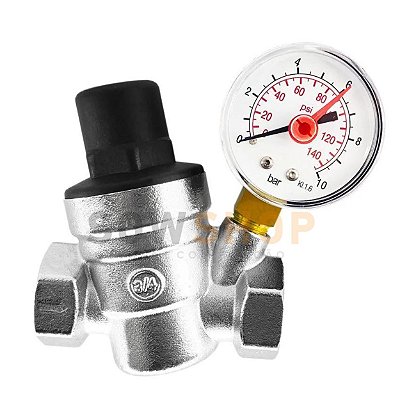 Valvula redutora de pressão 3/4 FxF Com Manometro SowShop