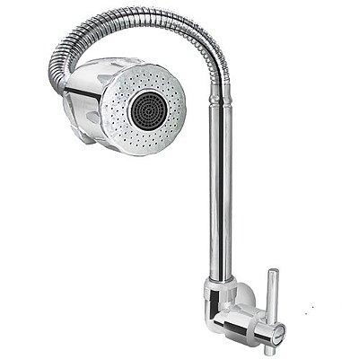 Torneira Flexível De Parede Dupla Função Jato E Spray Para Pia De Cozinha Sowshop Sow12 Metal Cromado