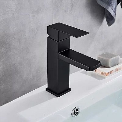 Torneira De Pia Banheiro 1/4 Volta Lavabo Luxo Metal Preta Black Sowshop