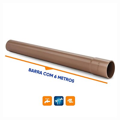 Tubo Soldável 25mm Barra com 6m PVC Marrom Krona