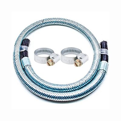 Mangueira Flexível De Gás Nitrílica Metálica Cromada bmxbm 1,2M com Abraçadeiras Sowshop