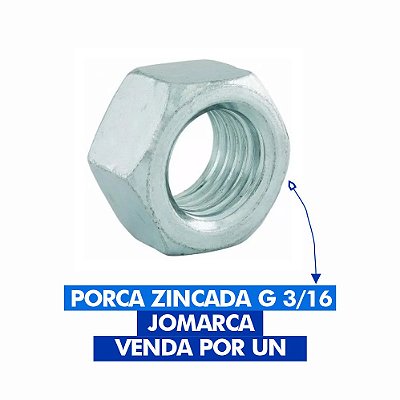 PORCA ZINCADA G 3/16 JOMARCA VENDA POR 1 UNIDADE