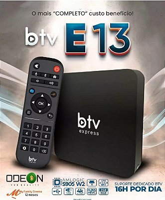 Receptor FTA BTV Express E13 4K Ultra HD com IPTV de 8GB / 2GB de RAM - Preto