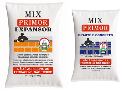 10 sc Mix Primor Expansor+ 30 sc de Mix Primor Graute e Concreto