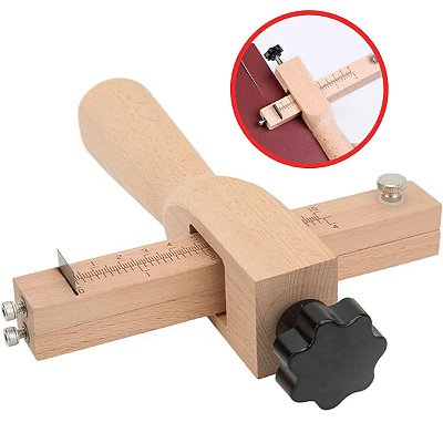 Cortador de Tiras de Couro Madeira Ajustável + 5 Lâminas