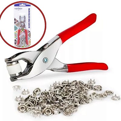 Alicate de Pressão Botão Metal TicTac + 25 Botões Completos