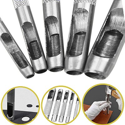 Kit Furador Vazador Manual De Couro EVA Lonas Borracha 5 Pç