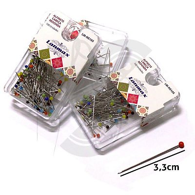 Alfinete Cabeça de Vidro Resistente Colorido Alinhava 100und