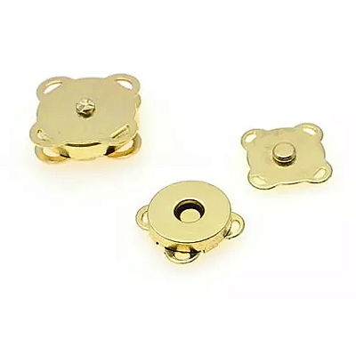 Kit 50 Botões Imantado Magnético Fecho cor Dourado 18mm Imã