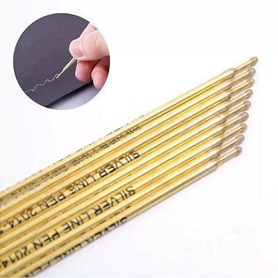 Kit 15 Refil Caneta Para Riscar Couro Prata Marcador Tecido