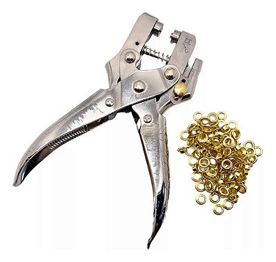 Alicate Aplicador Furador Ilhós Linha Profissional+100 Ilhós