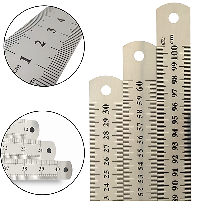 Kit Régua Aço Inox Metal 30cm/60cm/100cm Patchwork Scrapbook