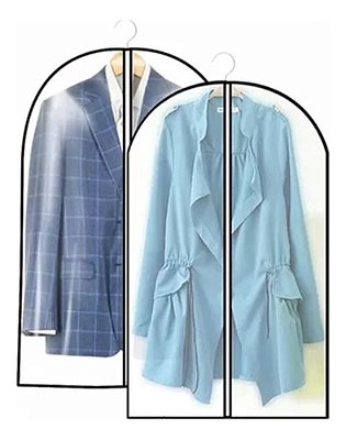 Kit 2 Capas Protetora Roupa Transparente Terno Vestido Zíper