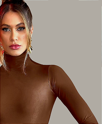 Body Cris Gola Alta Marrom