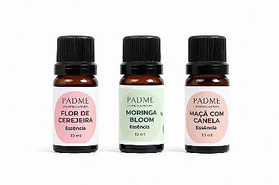 Kit 3 Essências Vollmens para Aromatizador PREMIUM 30ml - Maça com Canela, Flor de Cerejeira e Moringa Bloom
